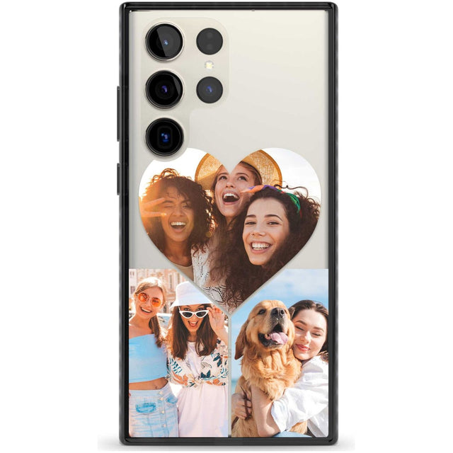 Personalised Heart Photo Custom Phone Case Samsung S22 Ultra / Black Impact Case,Samsung S23 Ultra / Black Impact Case Blanc Space