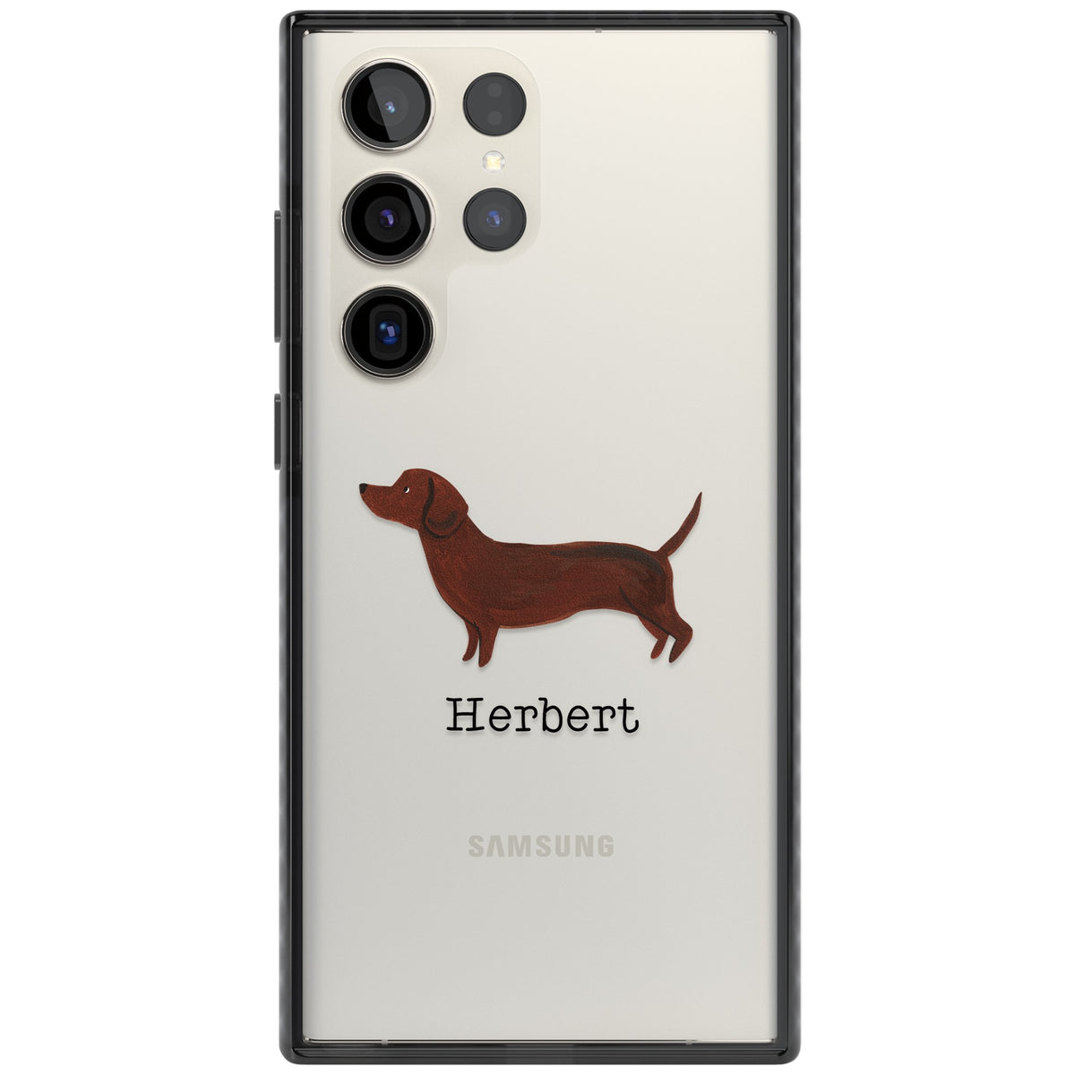 Personalised Sausage Dog Samsung S22 Ultra / Samsung S23 Ultra / Samsung S24 Ultra Impact Black Phone Case front