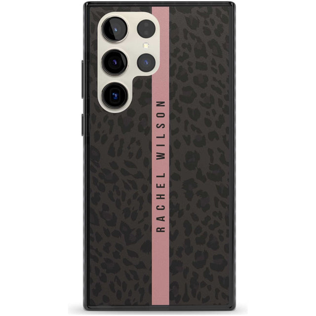 Personalised Pink Stripe Leopard Pattern Custom Phone Case Samsung S22 Ultra / Black Impact Case,Samsung S23 Ultra / Black Impact Case Blanc Space