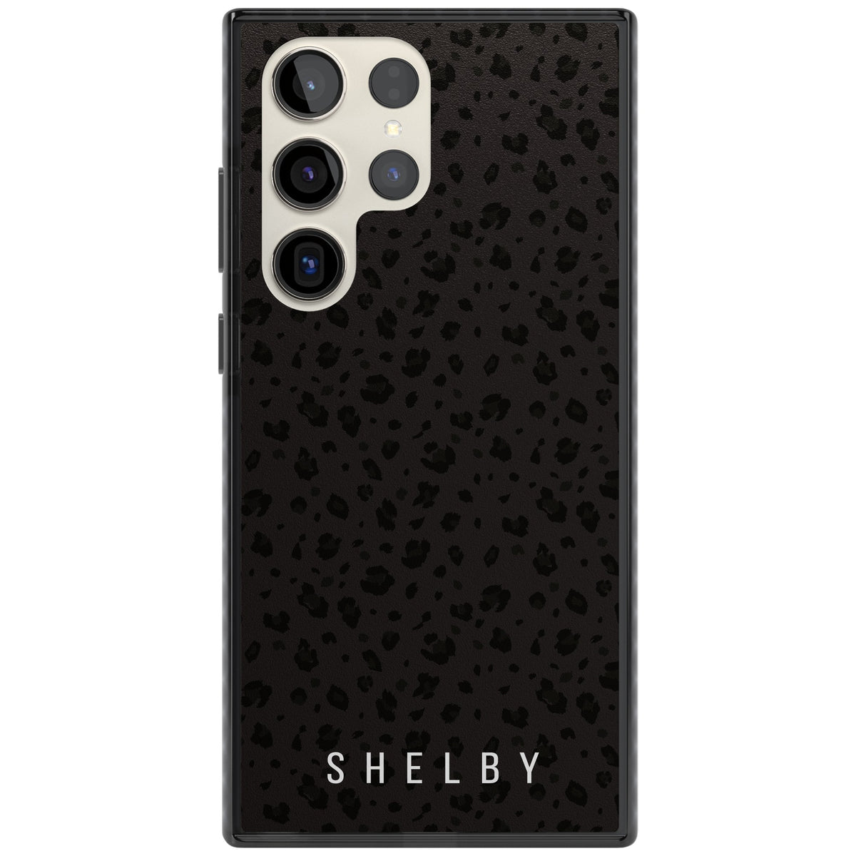 Personalised Dark Leopard Samsung S22 Ultra / Samsung S23 Ultra / Samsung S24 Ultra Impact Black Phone Case front