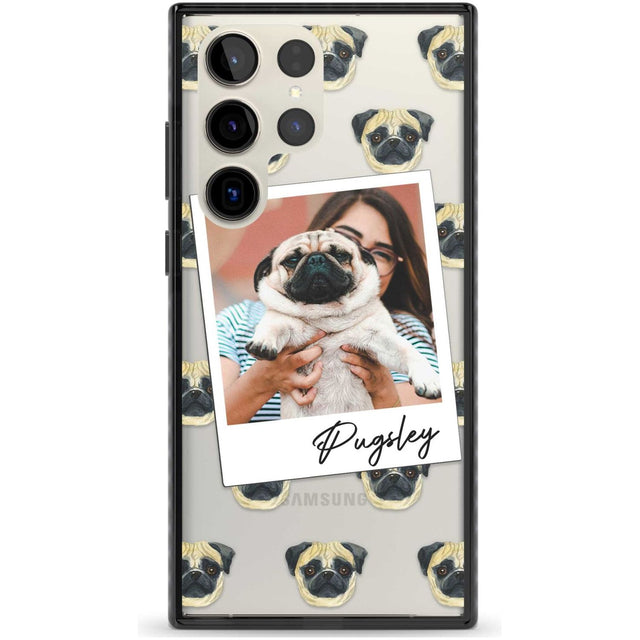 Personalised Pug - Dog Photo Custom Phone Case Samsung S22 Ultra / Black Impact Case,Samsung S23 Ultra / Black Impact Case Blanc Space