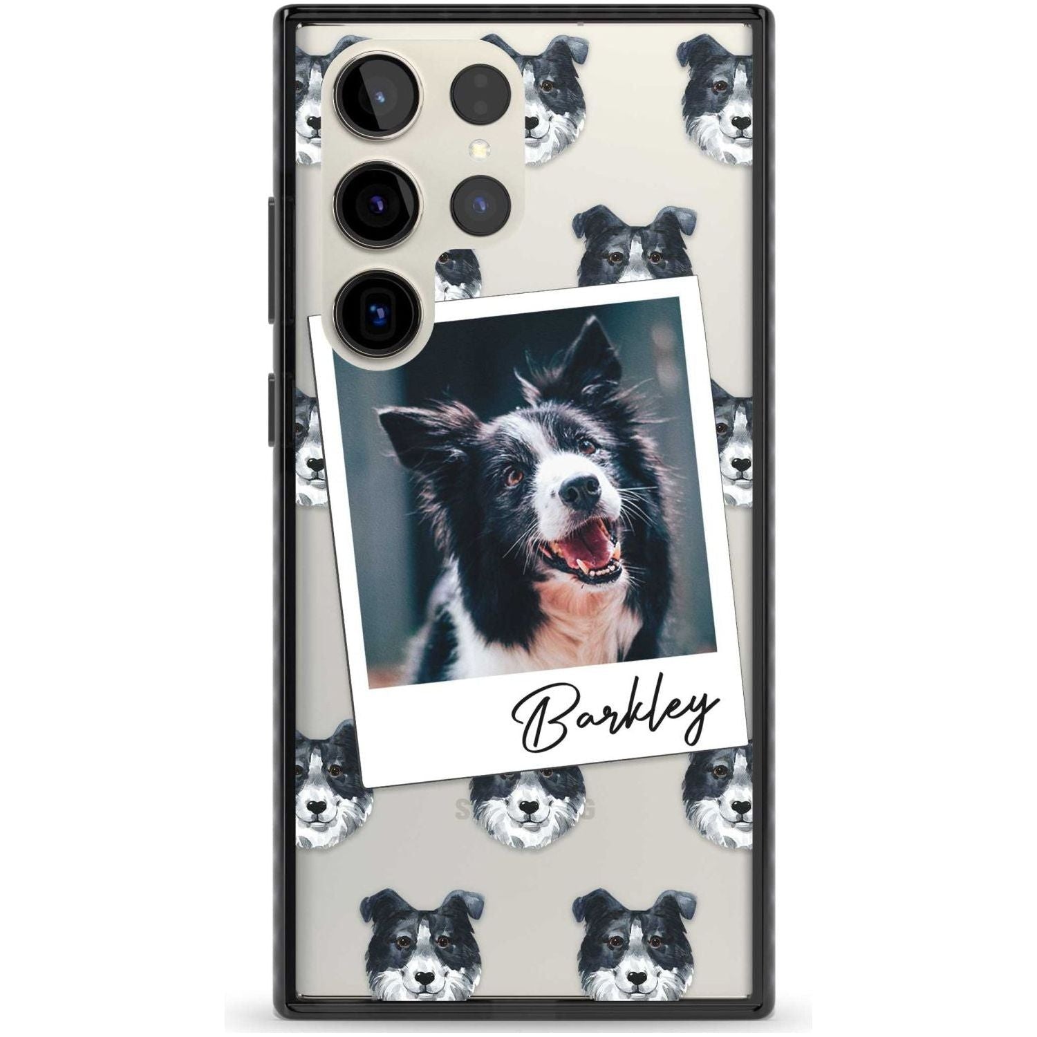 Personalised Border Collie - Dog Photo Custom Phone Case Samsung S22 Ultra / Black Impact Case,Samsung S23 Ultra / Black Impact Case Blanc Space