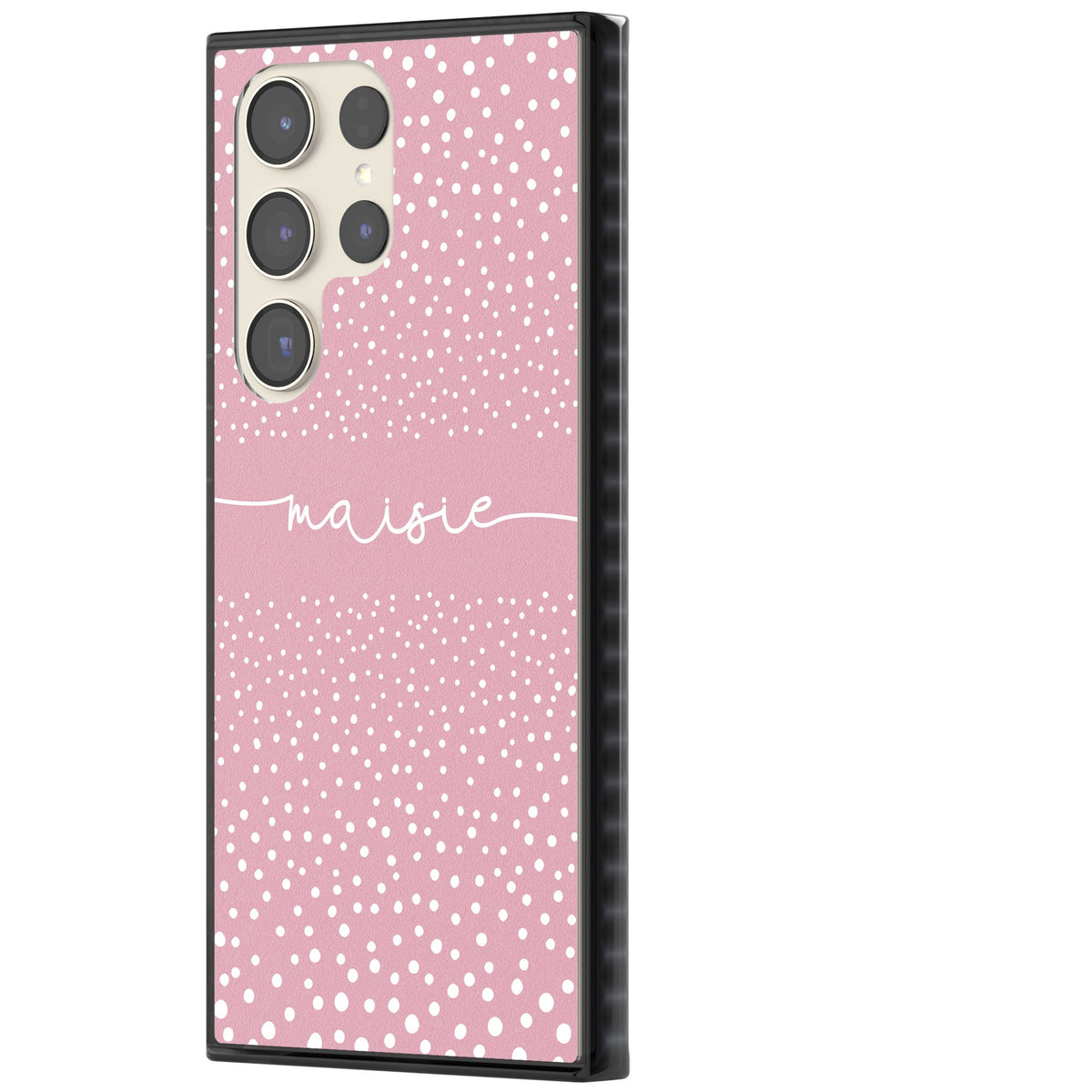 Personalised Pink Dots Samsung S22 Ultra / Samsung S23 Ultra / Samsung S24 Ultra Impact Black Phone Case side