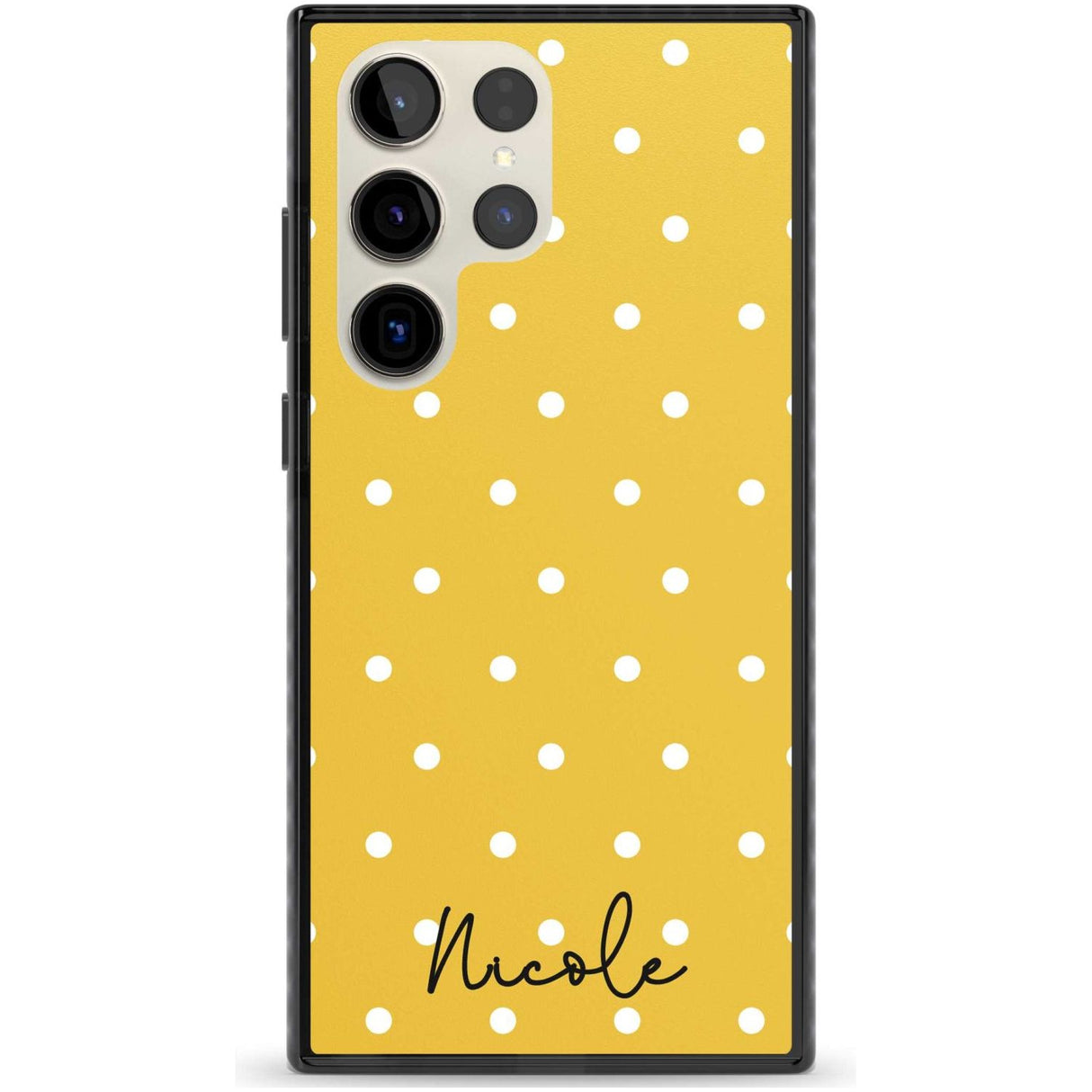 Personalised Yellow Polka Dot Custom Phone Case Samsung S22 Ultra / Black Impact Case,Samsung S23 Ultra / Black Impact Case Blanc Space