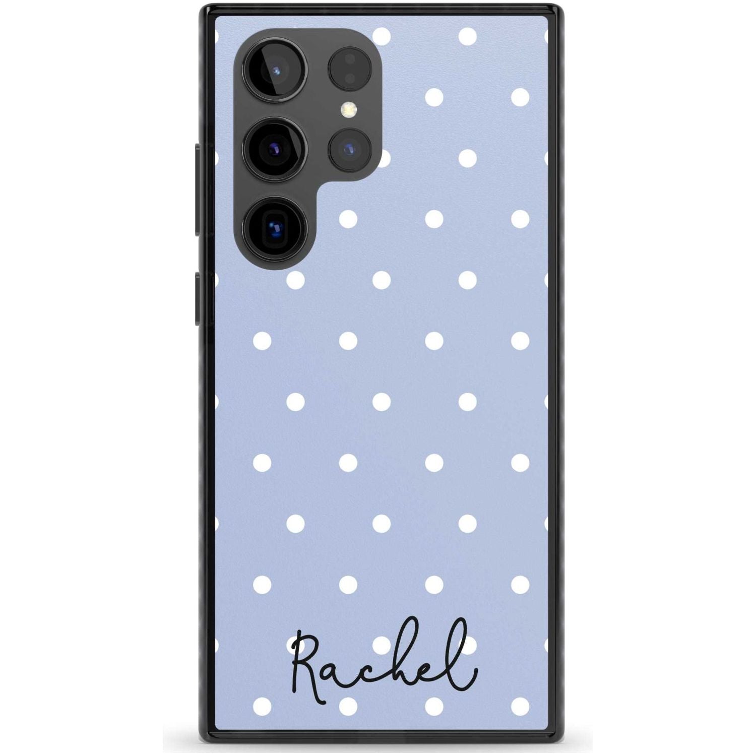 Personalised Simple Light Blue Dots Custom Phone Case Samsung S22 Ultra / Black Impact Case,Samsung S23 Ultra / Black Impact Case Blanc Space