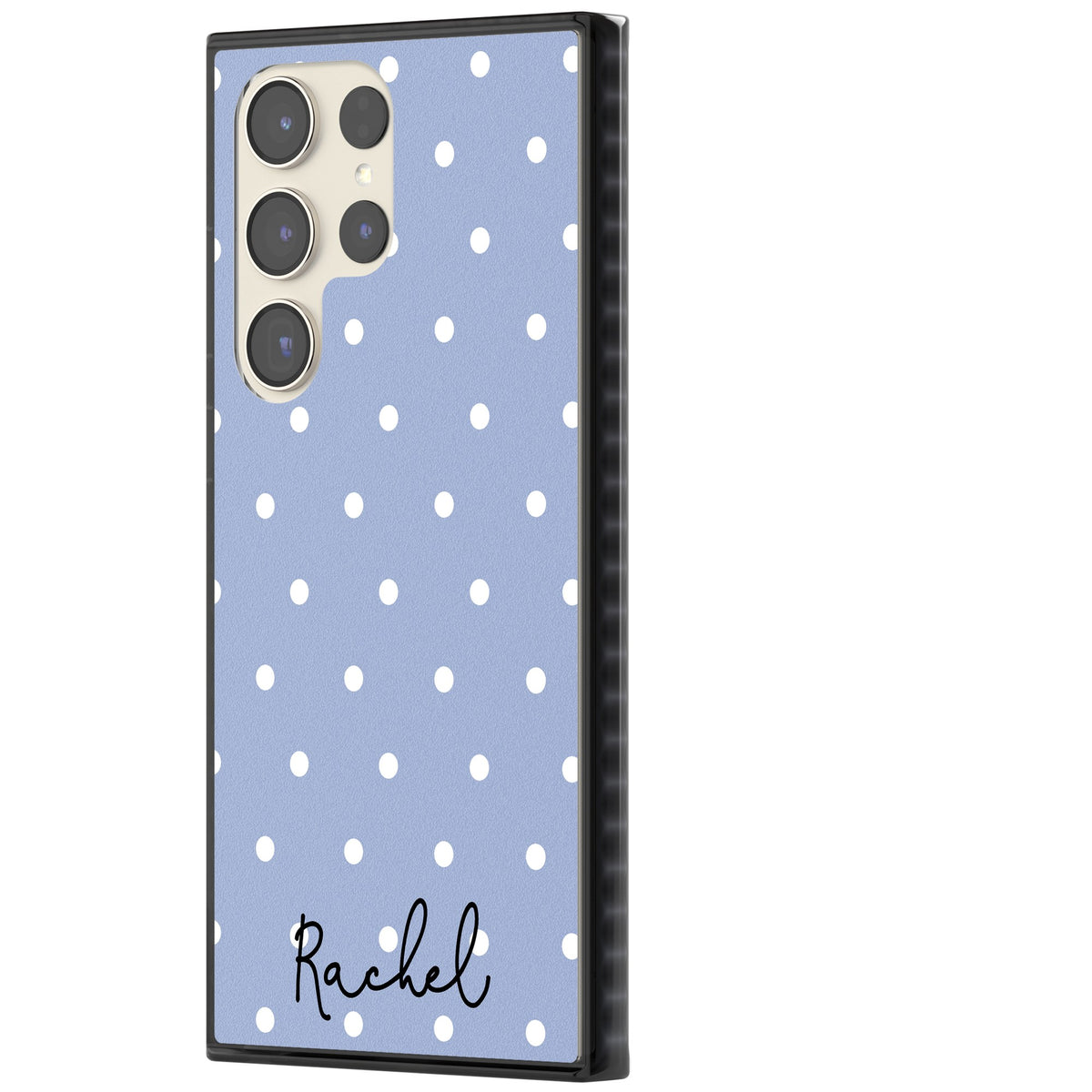 Personalised Powder Blue Dots Samsung S22 Ultra / Samsung S23 Ultra / Samsung S24 Ultra Impact Black Phone Case side