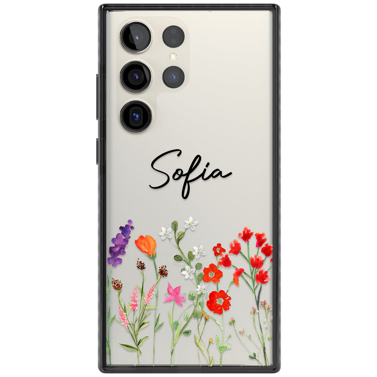 Personalised Spring Wildflowers Samsung S22 Ultra / Samsung S23 Ultra / Samsung S24 Ultra Impact Black Phone Case front