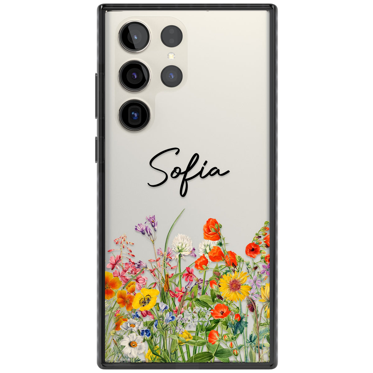 Personalised Summer Wildflowers Samsung S22 Ultra / Samsung S23 Ultra / Samsung S24 Ultra Impact Black Phone Case front