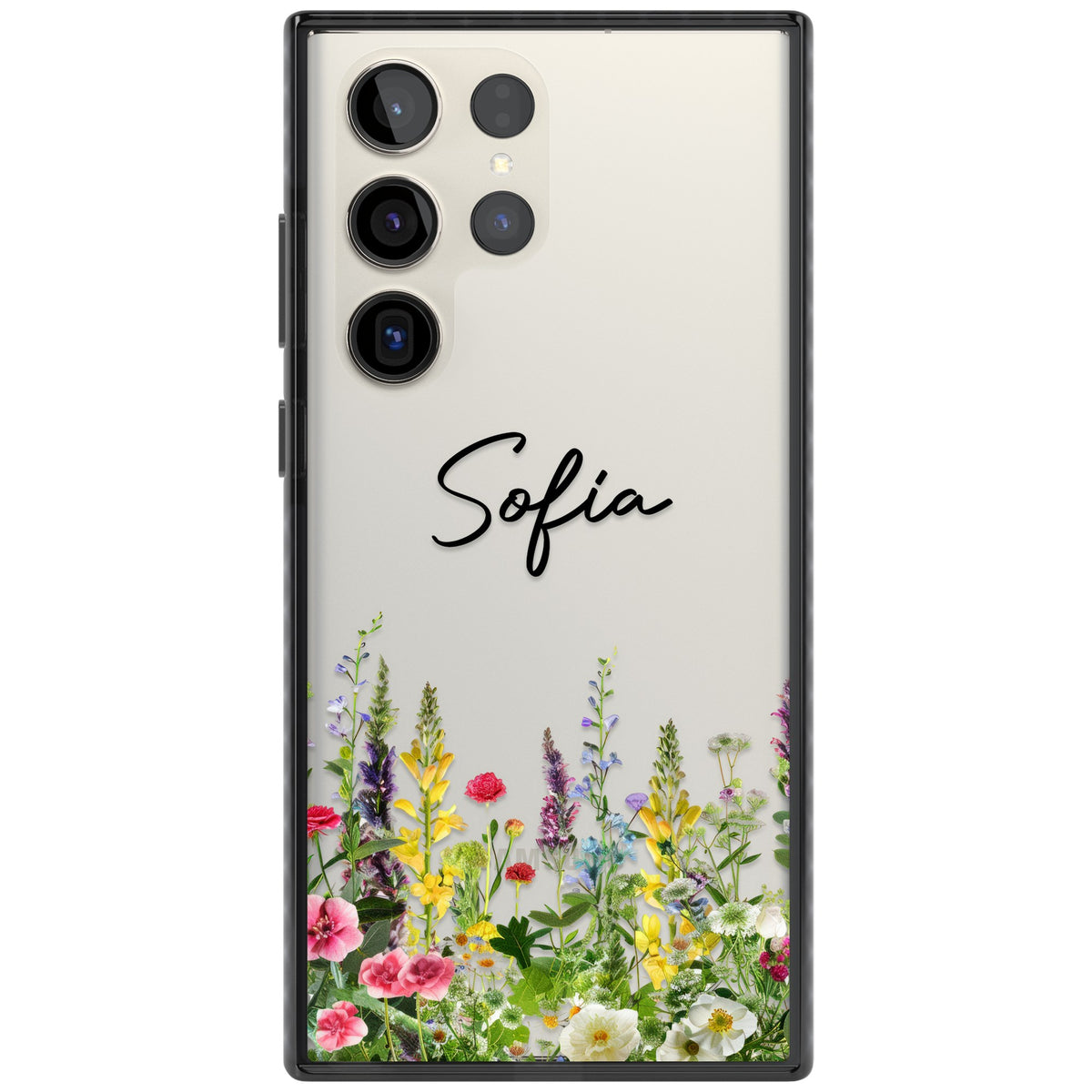 Personalised Garden Wildfowers Samsung S22 Ultra / Samsung S23 Ultra / Samsung S24 Ultra Impact Black Phone Case front