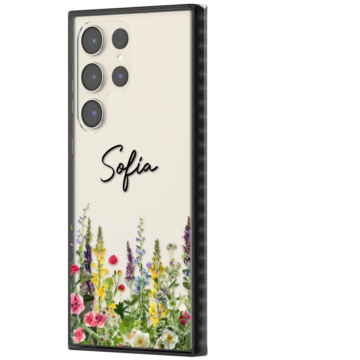 Personalised Garden Wildfowers Samsung S22 Ultra / Samsung S23 Ultra / Samsung S24 Ultra Impact Black Phone Case side
