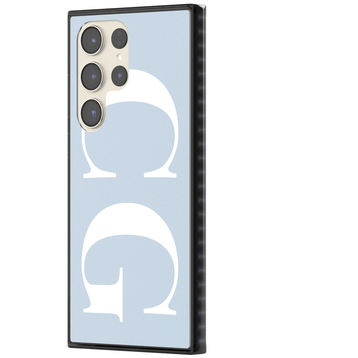 Personalised White & Blue Letters Samsung S22 Ultra / Samsung S23 Ultra / Samsung S24 Ultra Impact Black Phone Case side