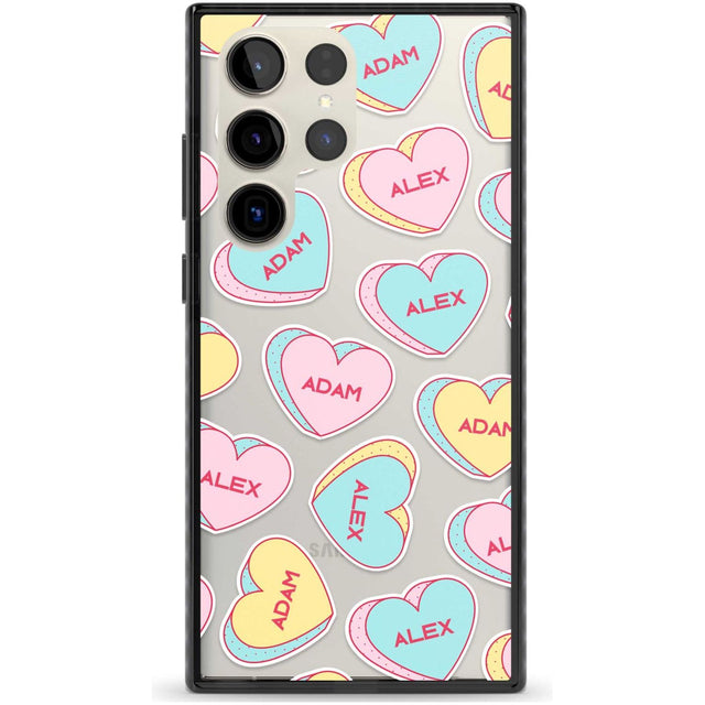 Personalised Text Love Hearts Custom Phone Case Samsung S22 Ultra / Black Impact Case,Samsung S23 Ultra / Black Impact Case Blanc Space