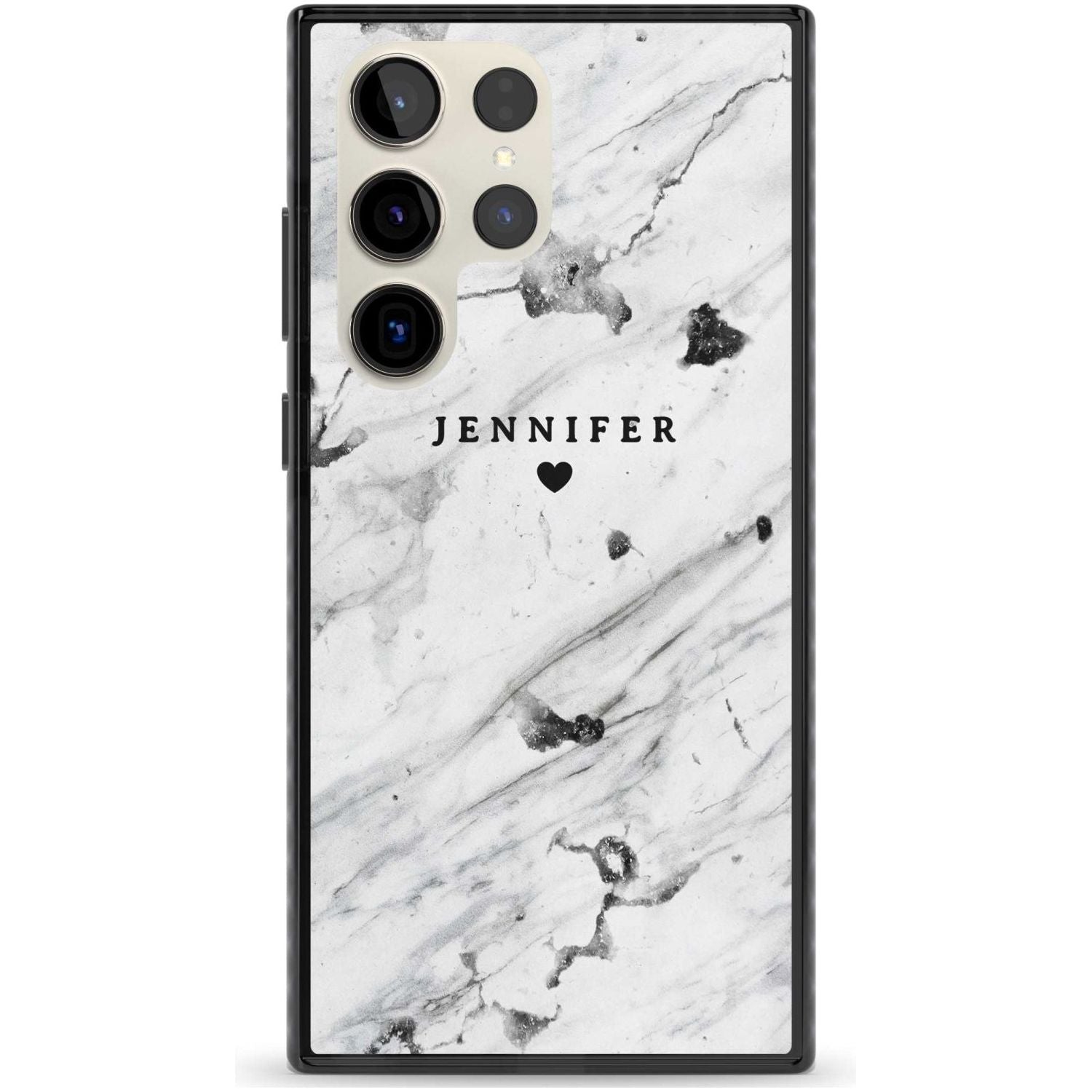 Personalised Black & White Marble Texture Custom Phone Case Samsung S22 Ultra / Black Impact Case,Samsung S23 Ultra / Black Impact Case Blanc Space