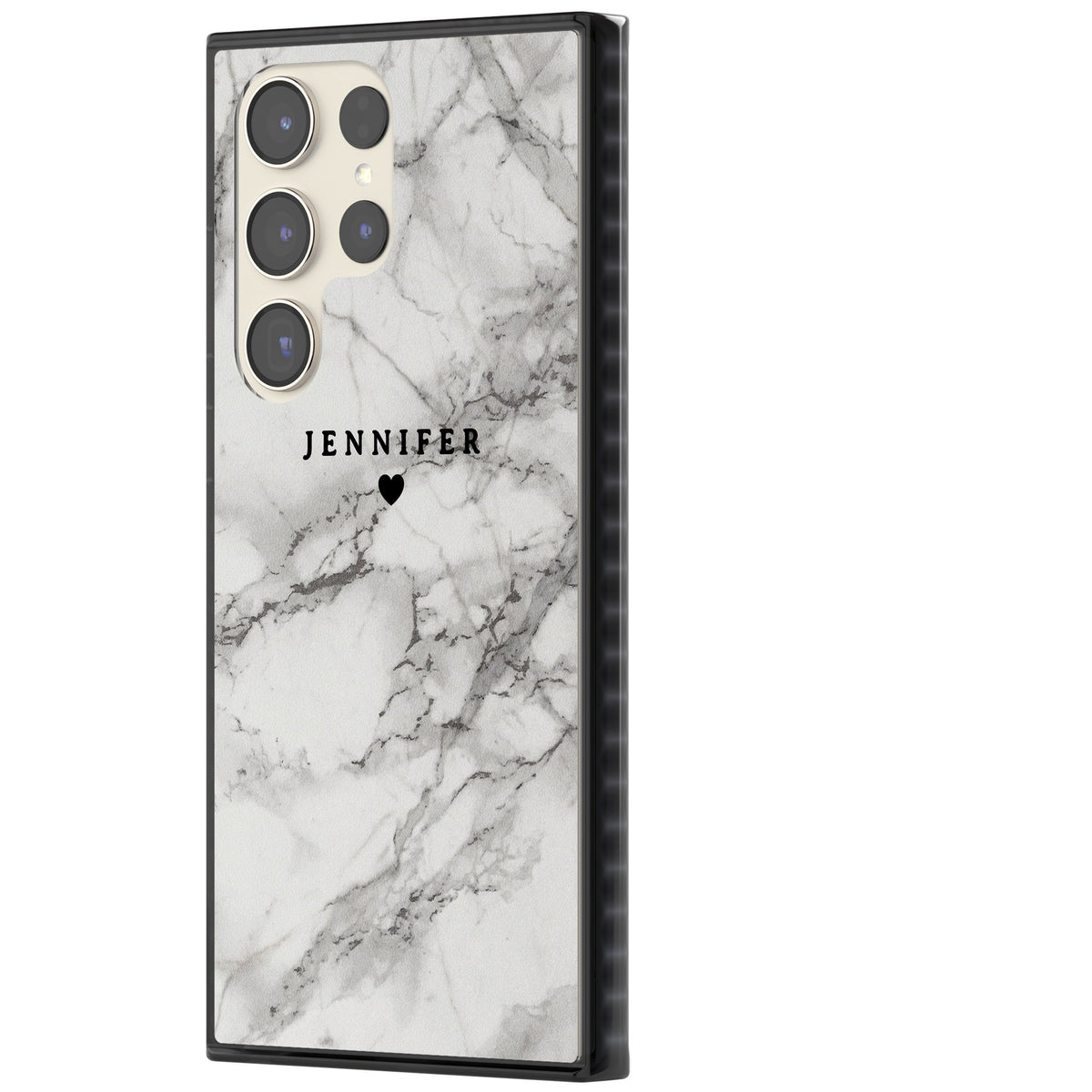 Personalised Classic Grey Marble Samsung S22 Ultra / Samsung S23 Ultra / Samsung S24 Ultra Impact Black Phone Case side