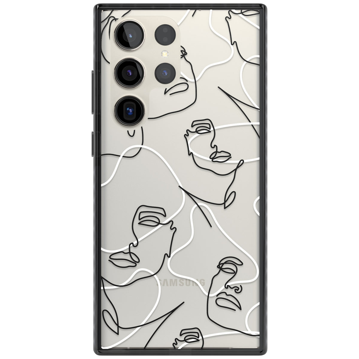 Abstract Faces Samsung S22 Ultra / Samsung S23 Ultra / Samsung S24 Ultra Impact Black Phone Case front