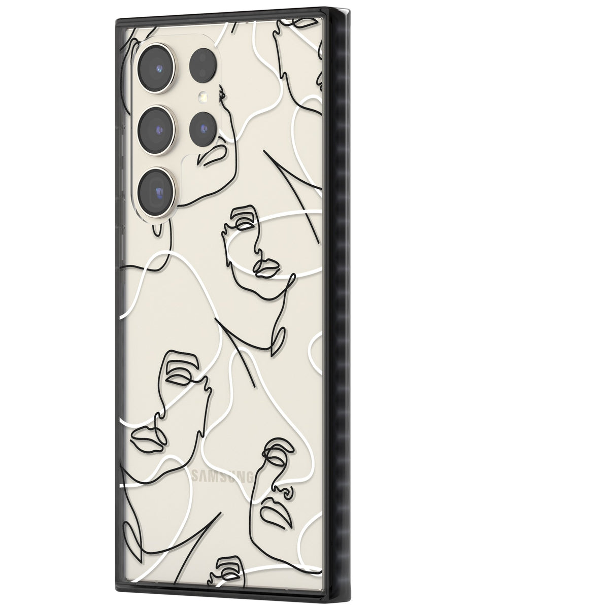 Abstract Faces Samsung S22 Ultra / Samsung S23 Ultra / Samsung S24 Ultra Impact Black Phone Case side