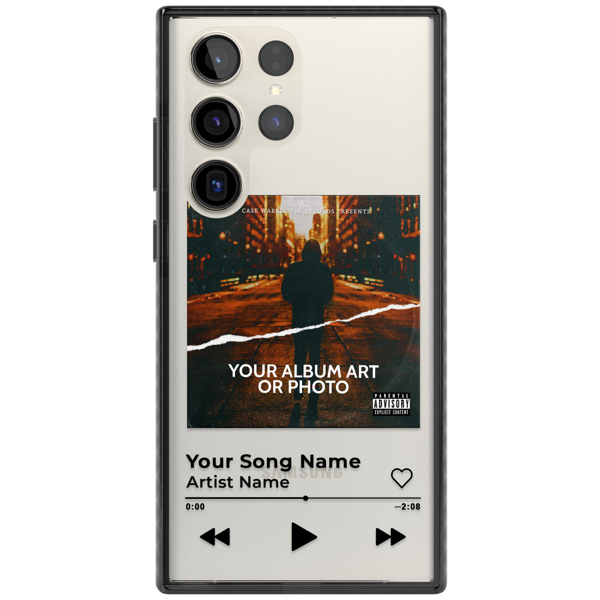 Personalised Music Player Samsung S22 Ultra / Samsung S23 Ultra / Samsung S24 Ultra Impact Black Phone Case front