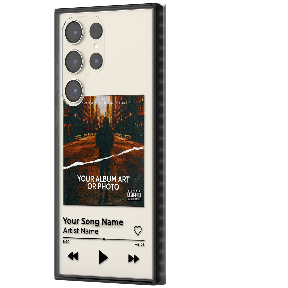 Personalised Music Player Samsung S22 Ultra / Samsung S23 Ultra / Samsung S24 Ultra Impact Black Phone Case side