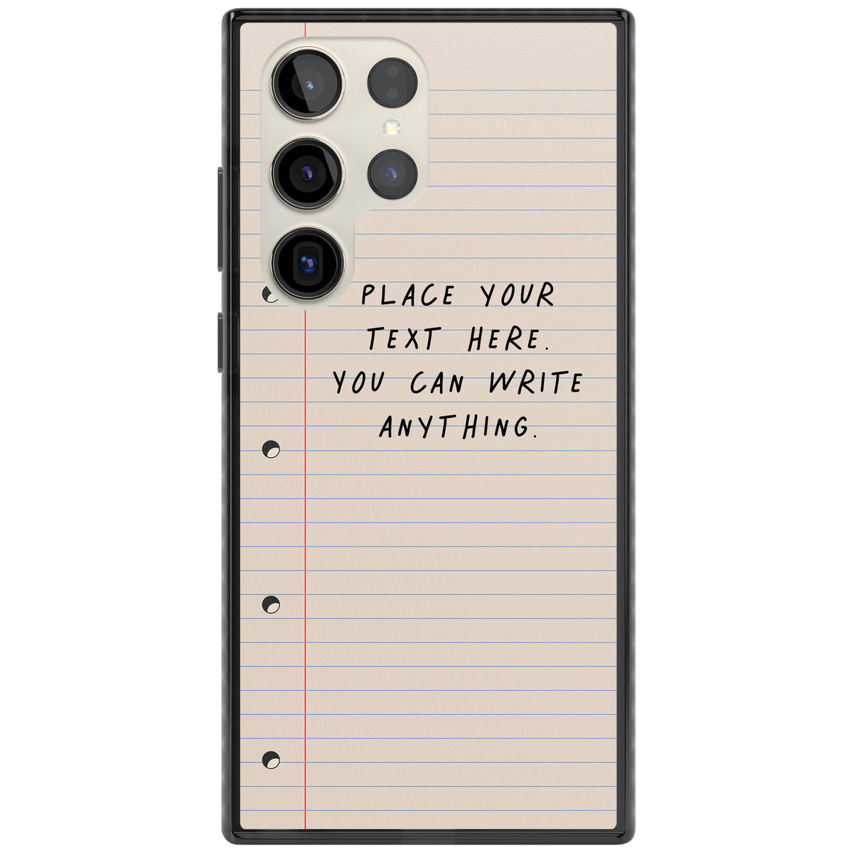 Personalised Lined Paper Samsung S22 Ultra / Samsung S23 Ultra / Samsung S24 Ultra Impact Black Phone Case front