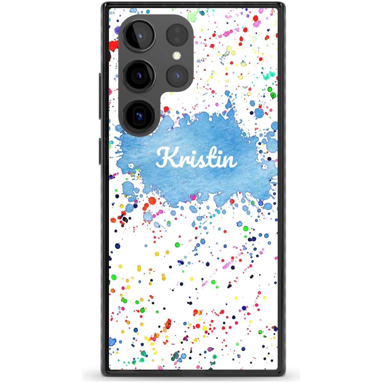 Personalised Rainbow Paint Splatter Custom Phone Case Samsung S22 Ultra / Black Impact Case,Samsung S23 Ultra / Black Impact Case Blanc Space