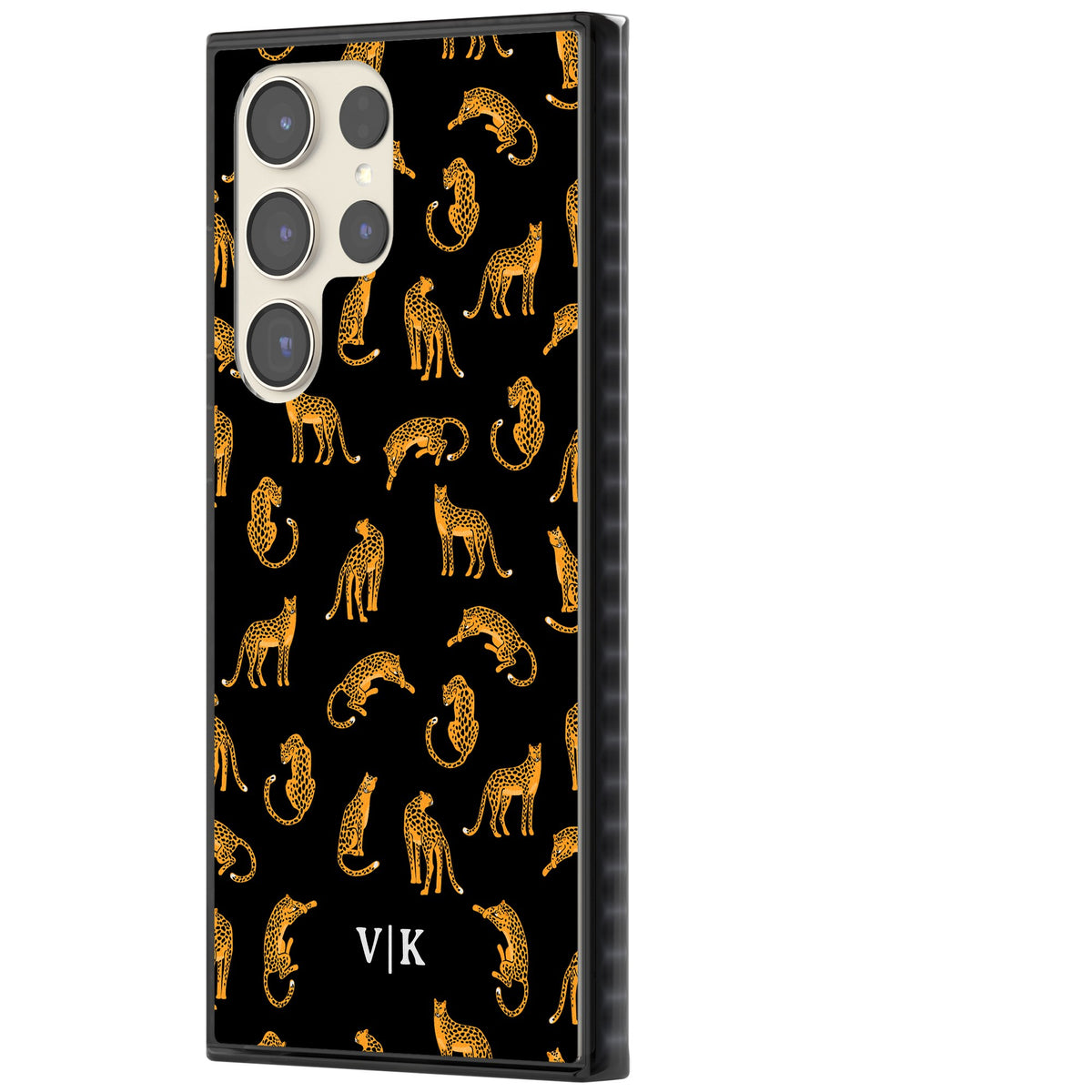 Personalised Safari Cheetahs Samsung S22 Ultra / Samsung S23 Ultra / Samsung S24 Ultra Impact Black Phone Case side