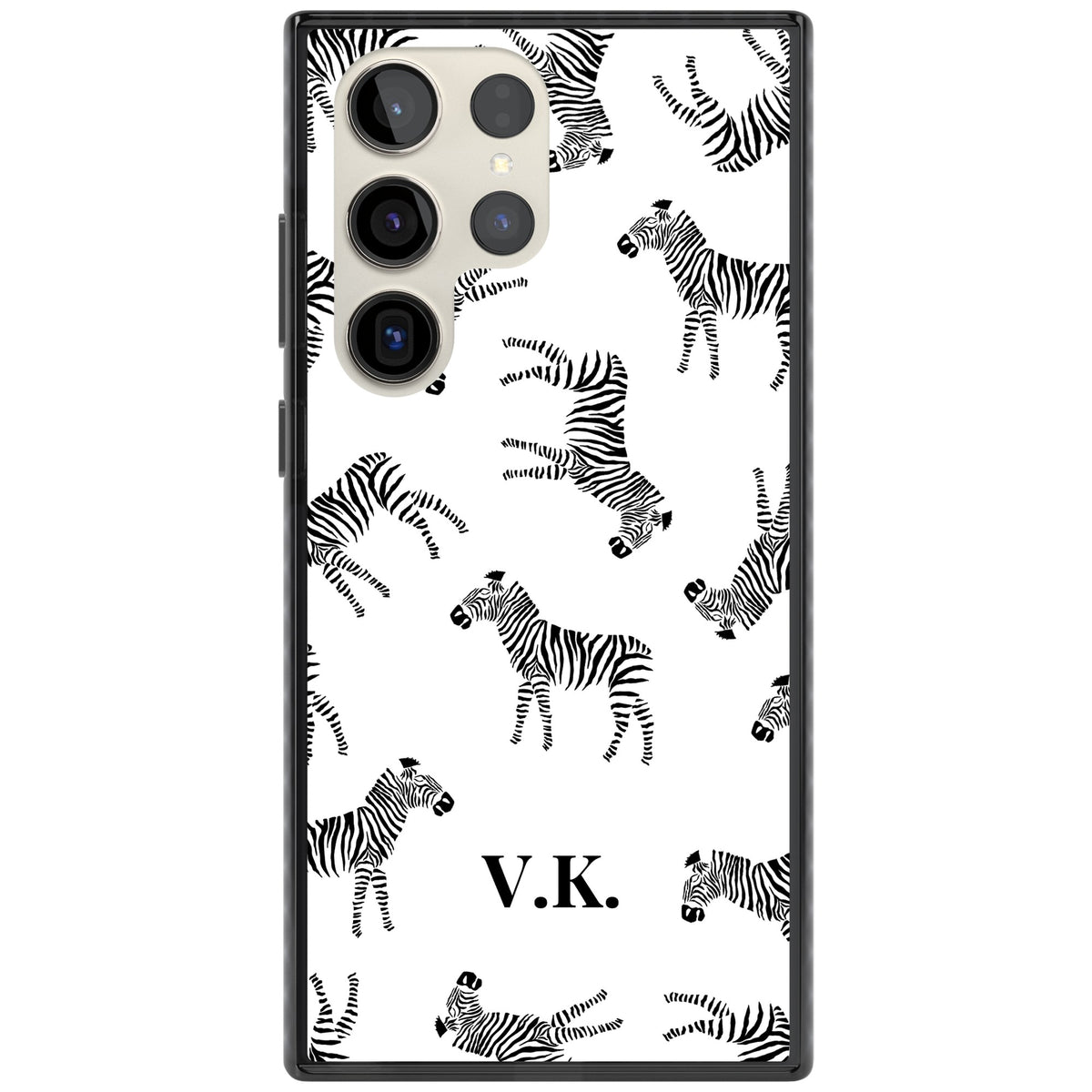 Personalised Monochrome Zebra Samsung S22 Ultra / Samsung S23 Ultra / Samsung S24 Ultra Impact Black Phone Case front