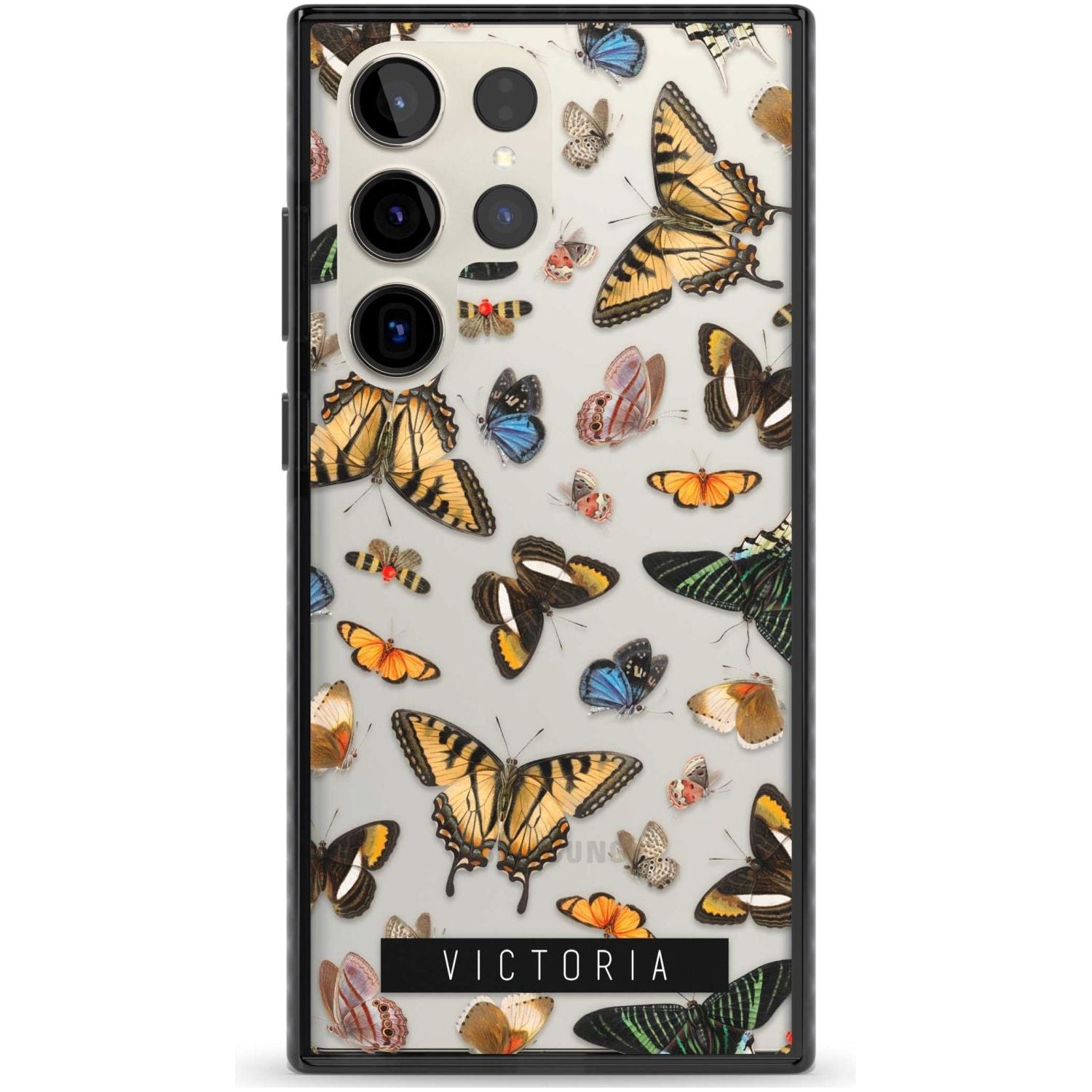 Personalised Photorealistic Butterfly Custom Phone Case Samsung S22 Ultra / Black Impact Case,Samsung S23 Ultra / Black Impact Case Blanc Space