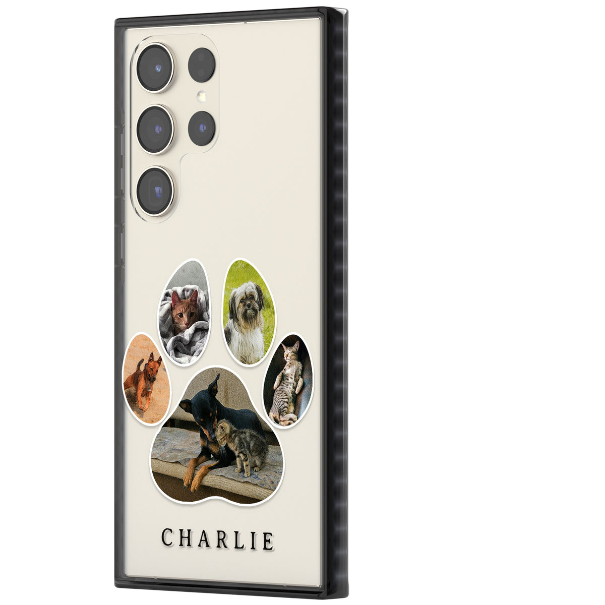Personalised Paw Print Photos Samsung S22 Ultra / Samsung S23 Ultra / Samsung S24 Ultra Impact Black Phone Case side