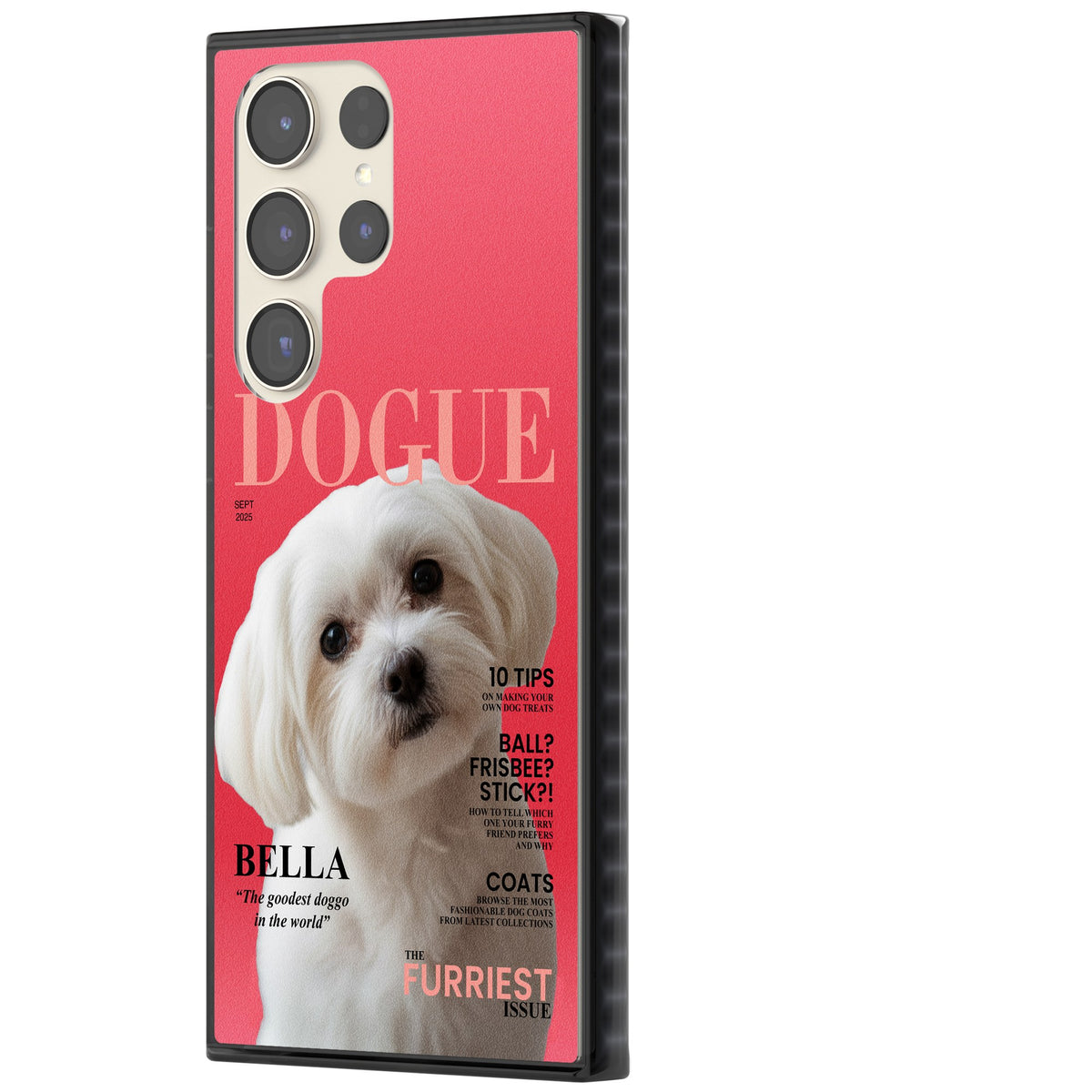 Personalised Dogue Magazine Samsung S22 Ultra / Samsung S23 Ultra / Samsung S24 Ultra Impact Black Phone Case side