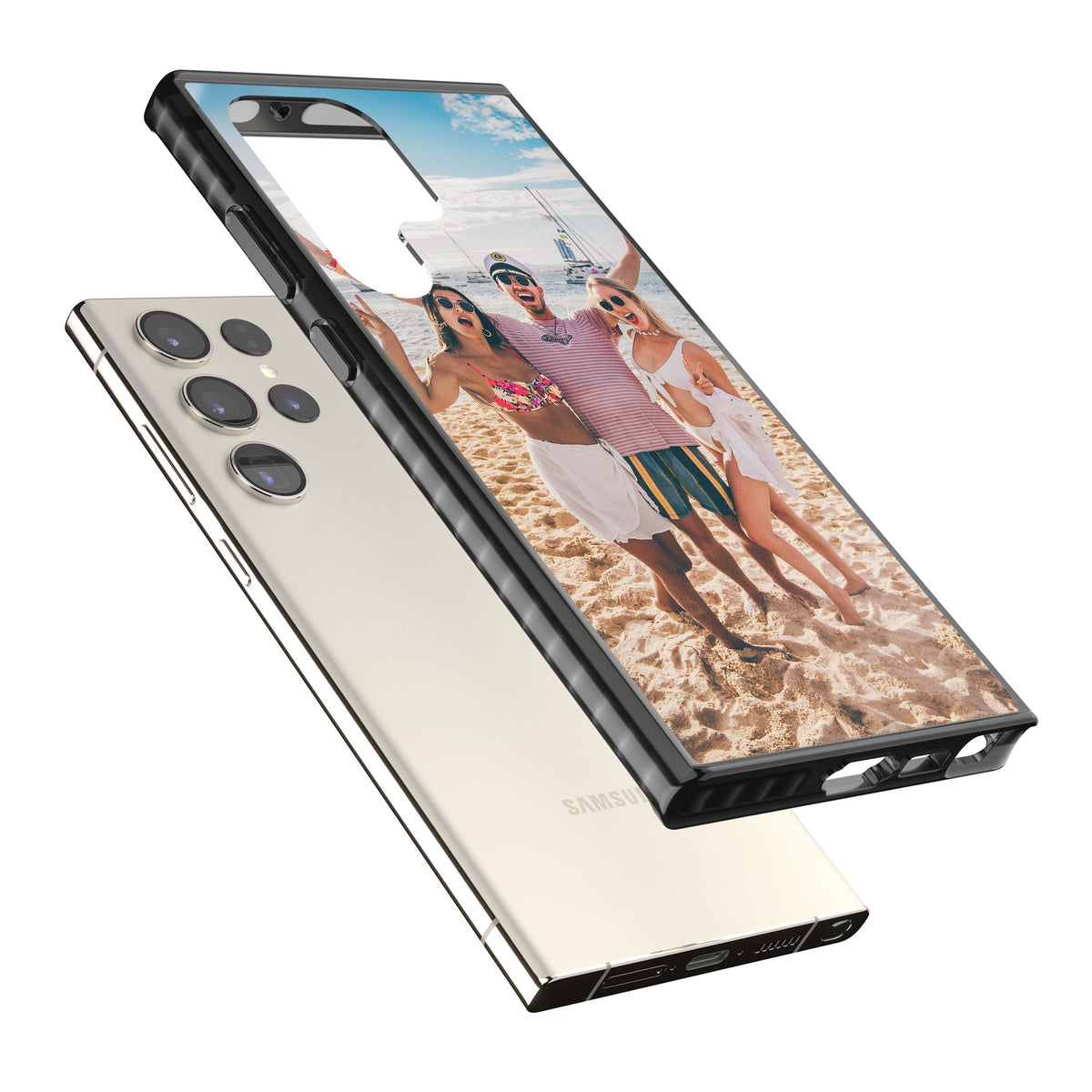 Personalised Photo Samsung S22 Ultra / Samsung S23 Ultra / Samsung S24 Ultra Impact Black Phone Case angled
