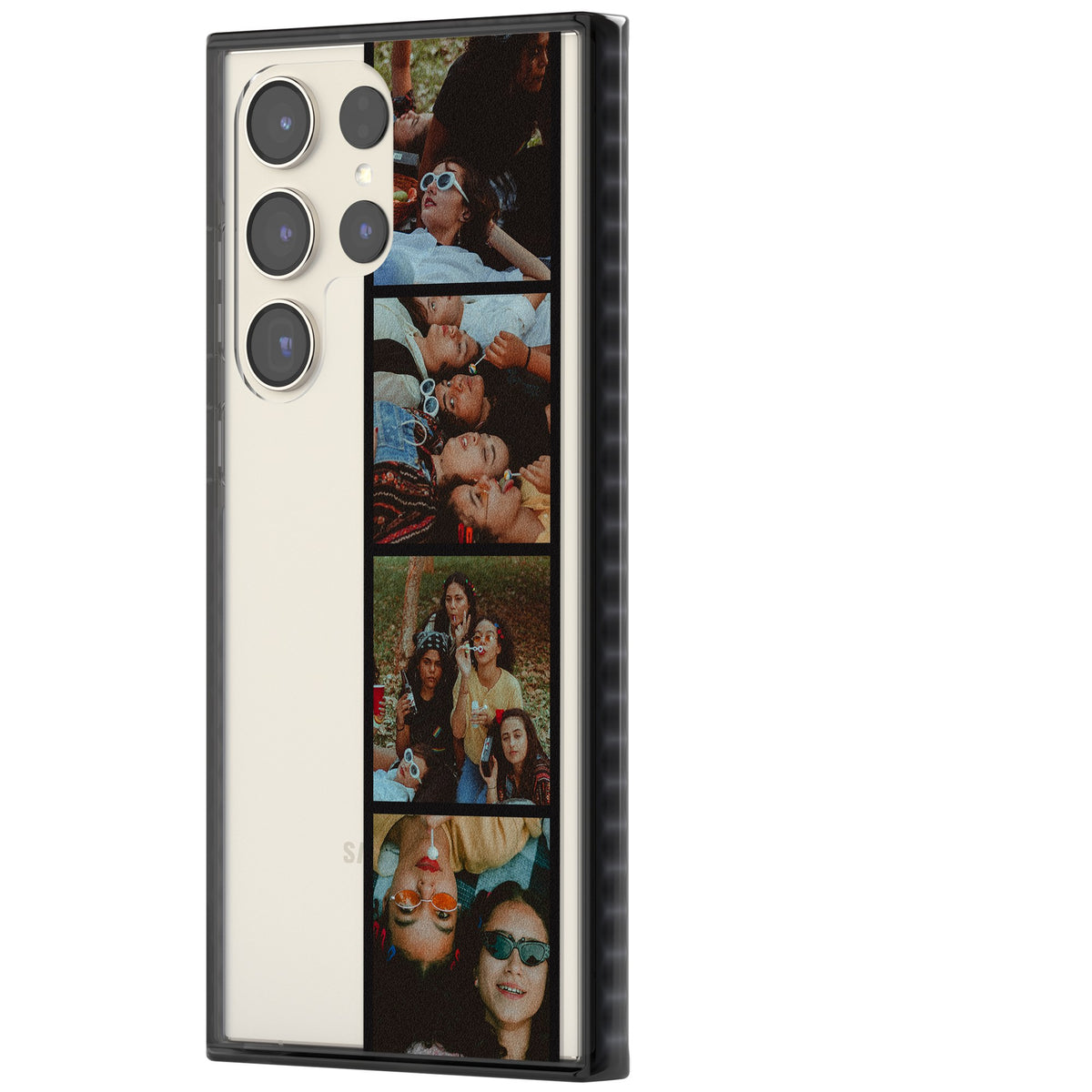 Personalised Photo Strip Samsung S22 Ultra / Samsung S23 Ultra / Samsung S24 Ultra Impact Black Phone Case side
