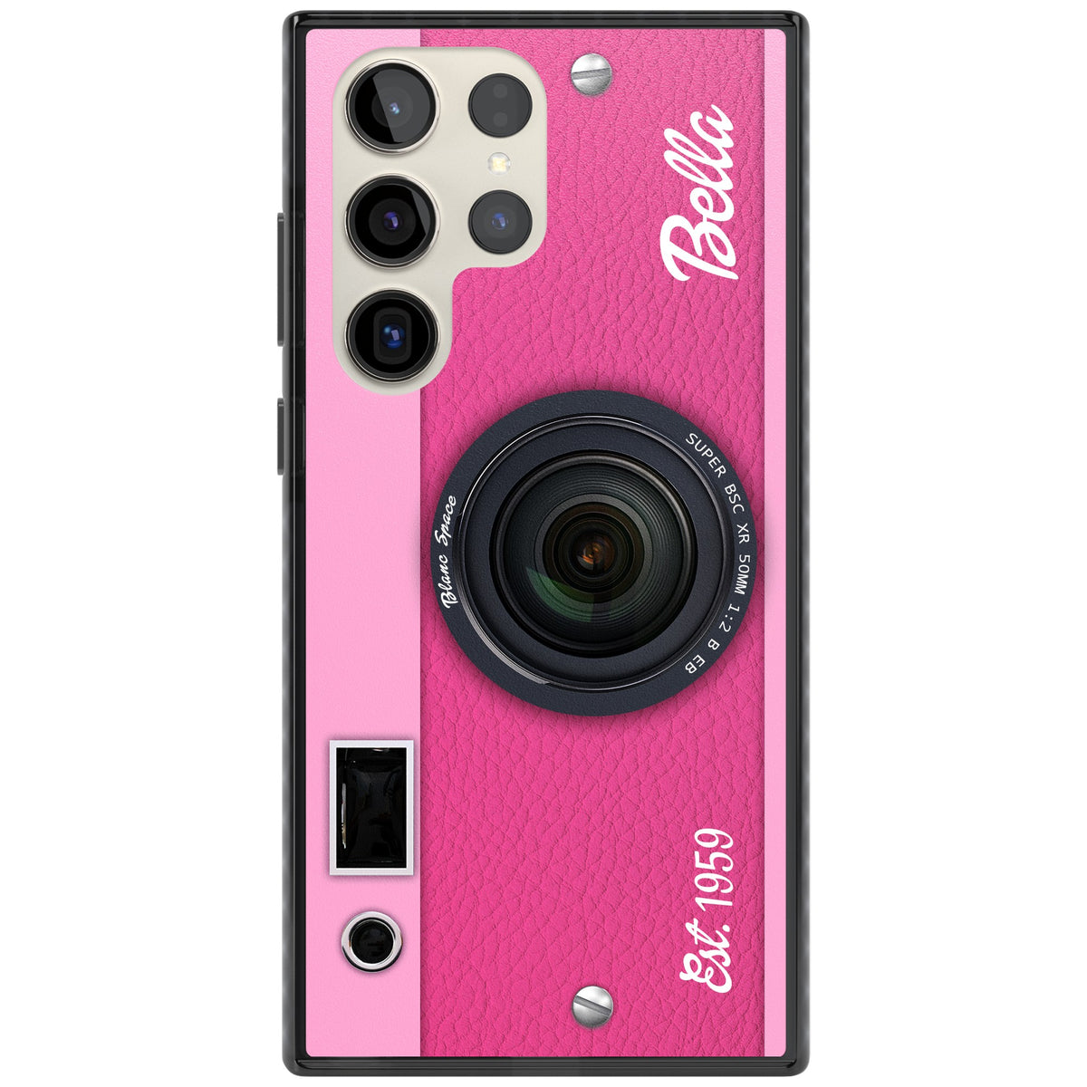 Personalised Pink Dream Camera Samsung S22 Ultra / Samsung S23 Ultra / Samsung S24 Ultra Impact Black Phone Case front