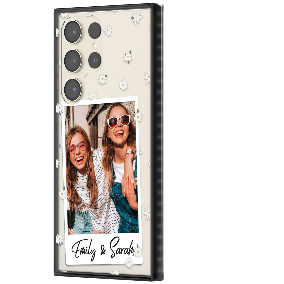 Personalised Daisy Polaroid Samsung S22 Ultra / Samsung S23 Ultra / Samsung S24 Ultra Impact Black Phone Case side