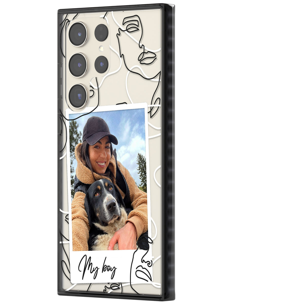 Personalised Abstract Faces Instant Photo Samsung S22 Ultra / Samsung S23 Ultra / Samsung S24 Ultra Impact Black Phone Case side