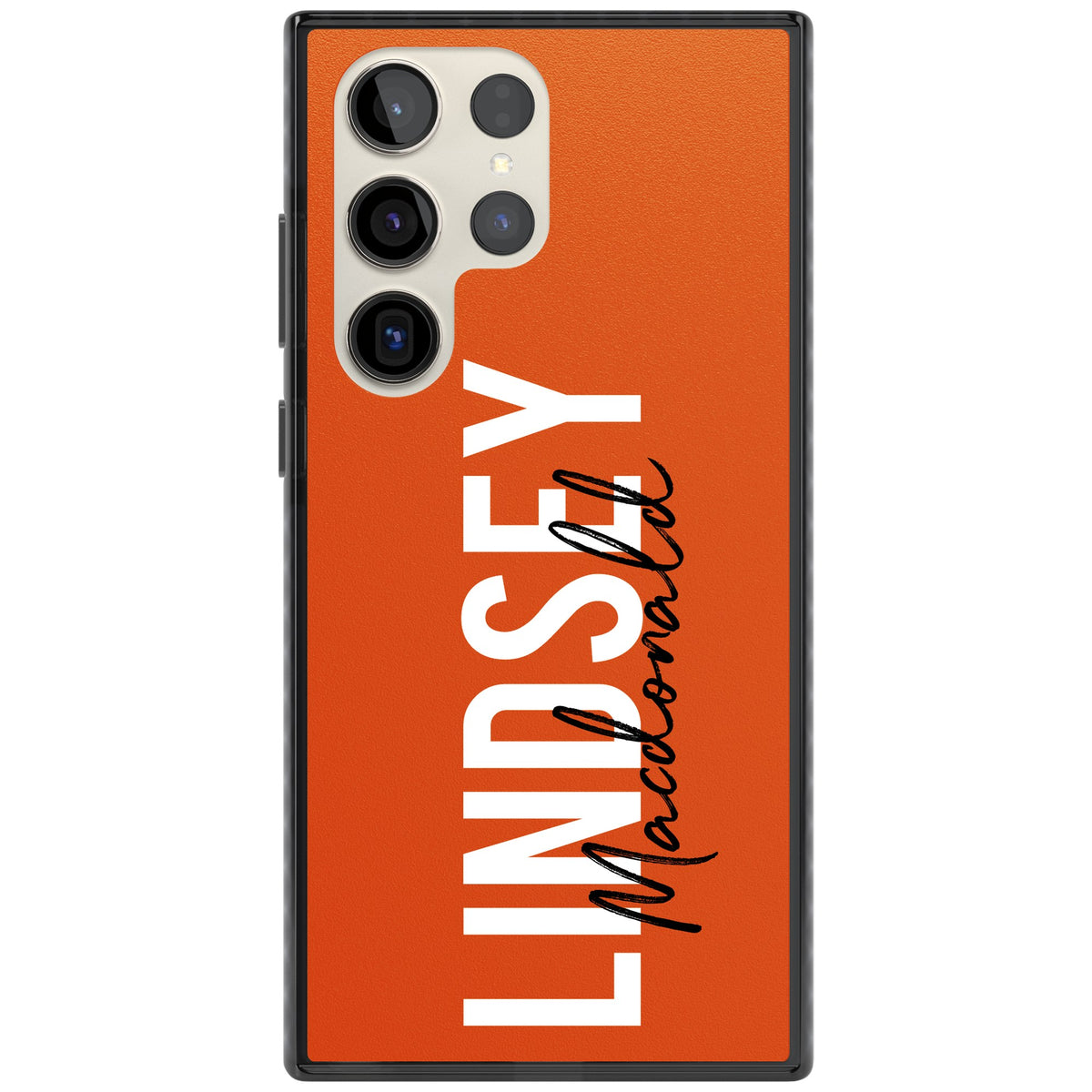 Personalised Bold Name: Orange Samsung S22 Ultra / Samsung S23 Ultra / Samsung S24 Ultra Impact Black Phone Case front