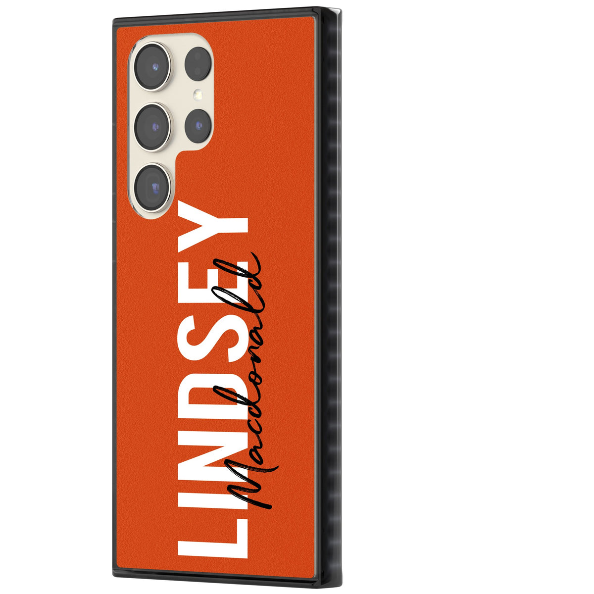 Personalised Bold Name: Orange Samsung S22 Ultra / Samsung S23 Ultra / Samsung S24 Ultra Impact Black Phone Case side