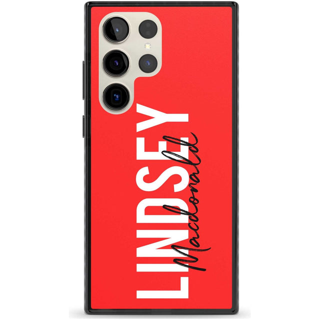 Personalised Bold Name: Red Custom Phone Case Samsung S22 Ultra / Black Impact Case,Samsung S23 Ultra / Black Impact Case Blanc Space