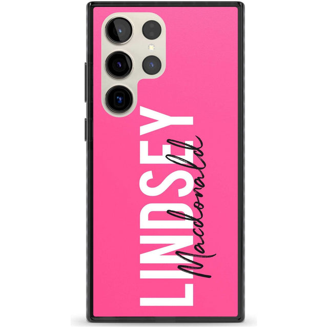 Personalised Bold Name: Pink Custom Phone Case Samsung S22 Ultra / Black Impact Case,Samsung S23 Ultra / Black Impact Case Blanc Space
