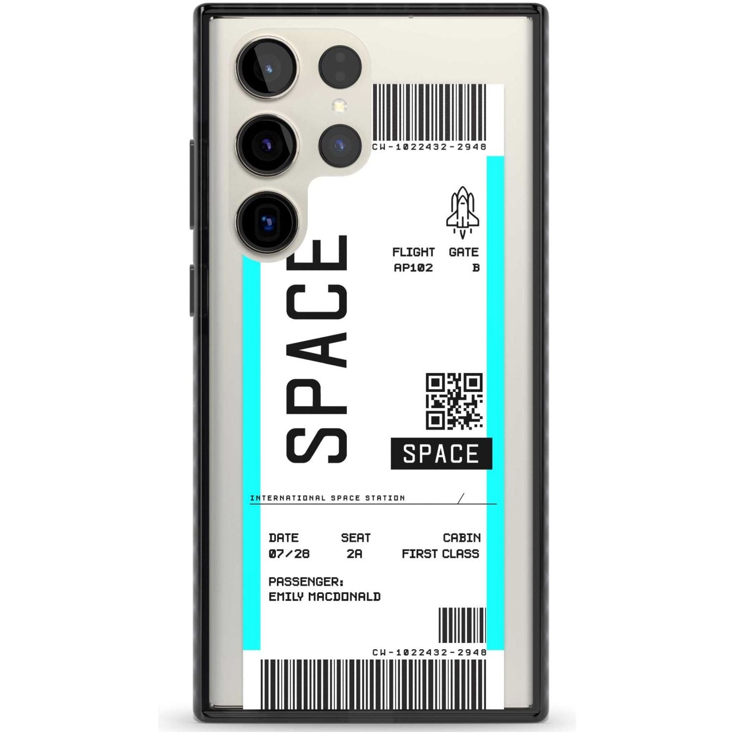 Personalised Space Space Travel Ticket Custom Phone Case Samsung S22 Ultra / Black Impact Case,Samsung S23 Ultra / Black Impact Case Blanc Space
