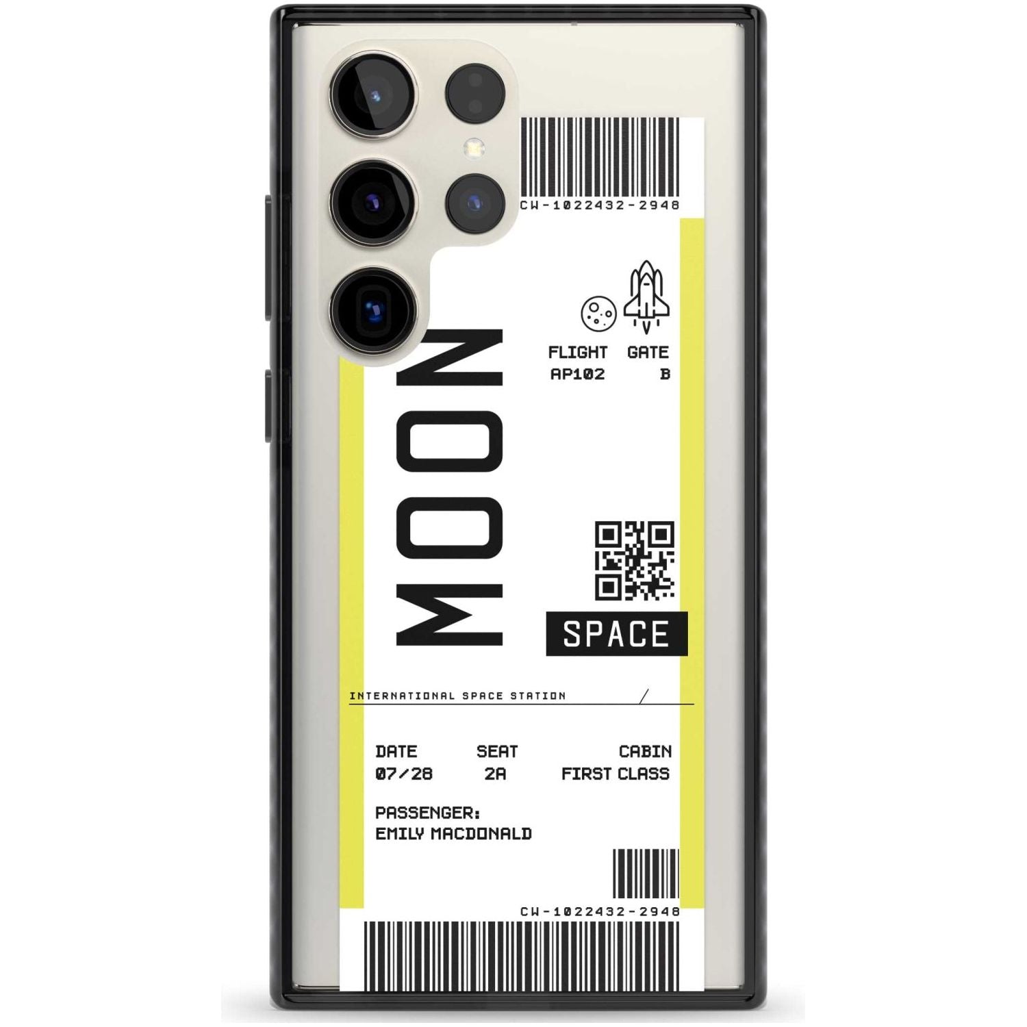 Personalised Moon Space Travel Ticket Custom Phone Case Samsung S22 Ultra / Black Impact Case,Samsung S23 Ultra / Black Impact Case Blanc Space