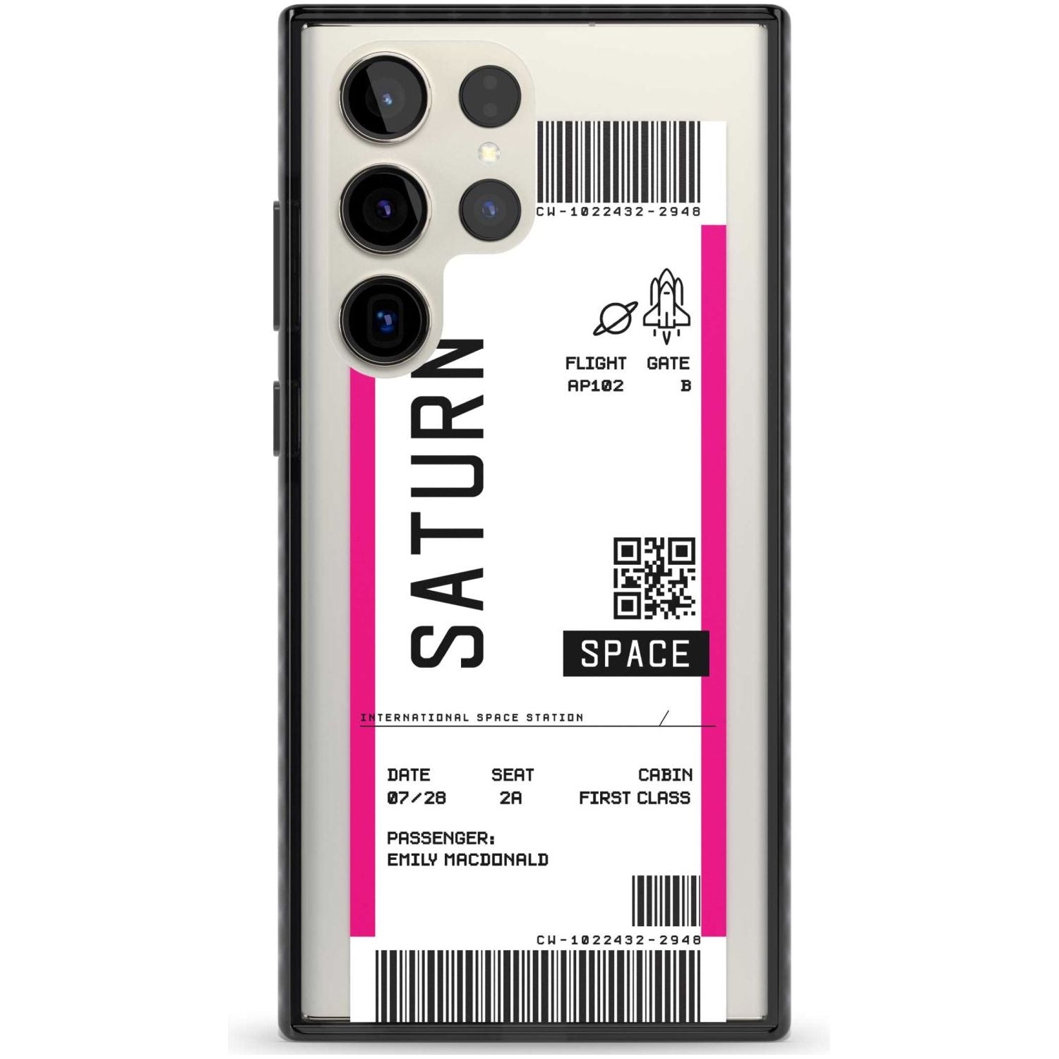 Personalised Saturn Space Travel Ticket Custom Phone Case Samsung S22 Ultra / Black Impact Case,Samsung S23 Ultra / Black Impact Case Blanc Space