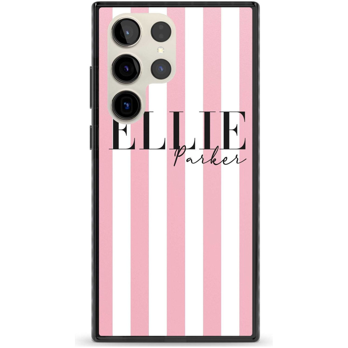 Personalised Pink Stripes Custom Phone Case Samsung S23 Ultra / Black Impact Case Blanc Space