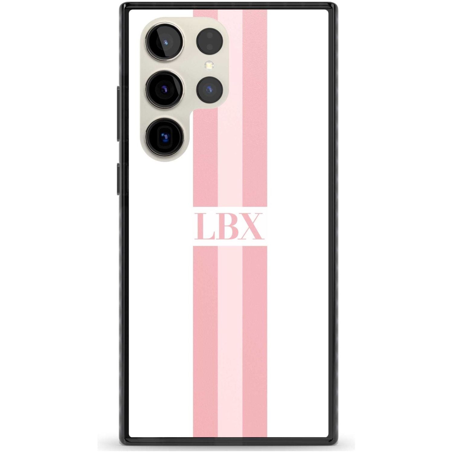 Personalised Minimal Pink Stripes Custom Phone Case Samsung S23 Ultra / Black Impact Case,Samsung S22 Ultra / Black Impact Case Blanc Space