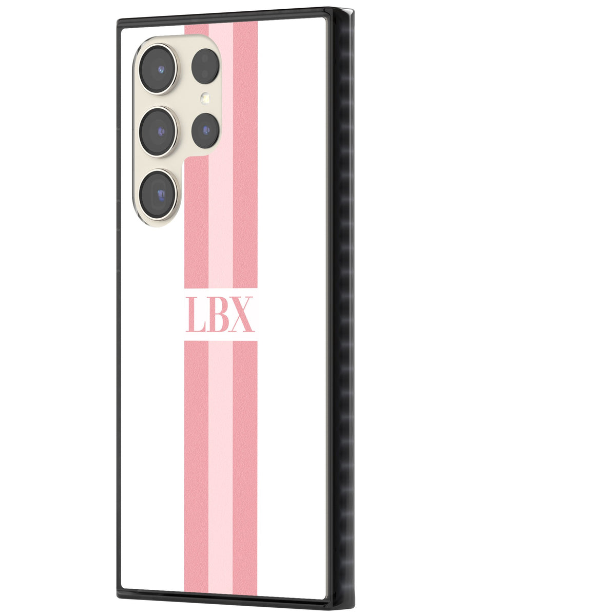 Personalised Minimal Pink Stripe Samsung S22 Ultra / Samsung S23 Ultra / Samsung S24 Ultra Impact Black Phone Case side