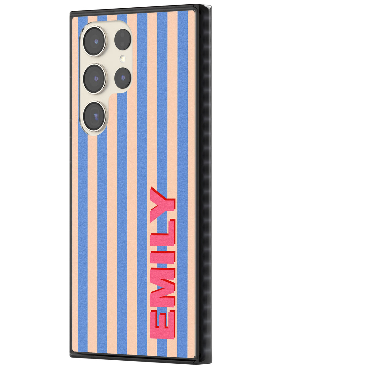 Personalised Coastal Stripe Samsung S22 Ultra / Samsung S23 Ultra / Samsung S24 Ultra Impact Black Phone Case side