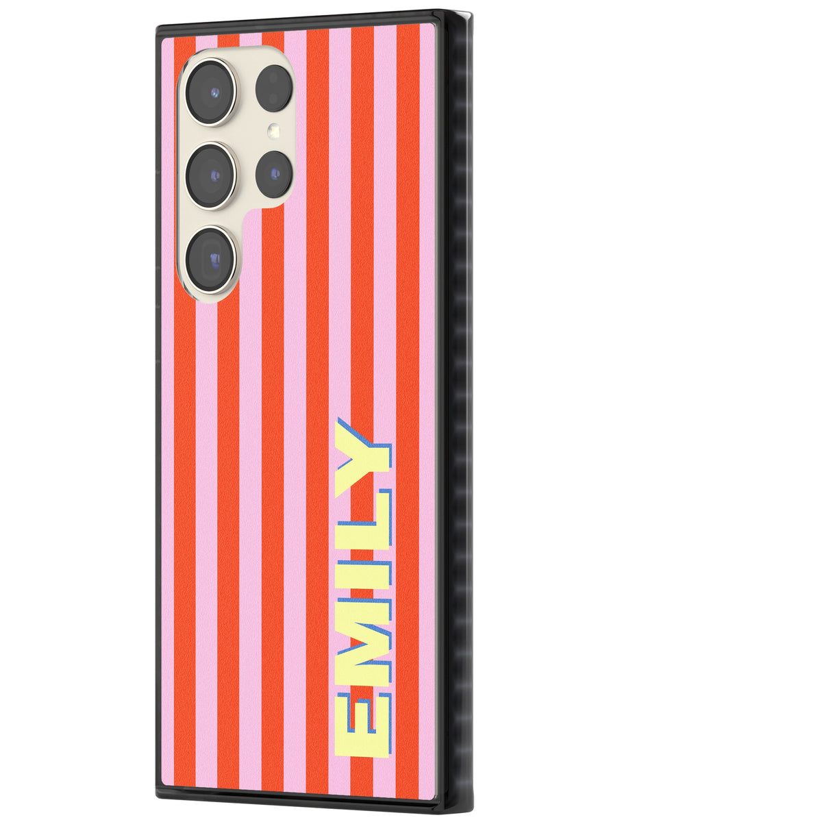 Personalised Havana Stripe Samsung S22 Ultra / Samsung S23 Ultra / Samsung S24 Ultra Impact Black Phone Case side