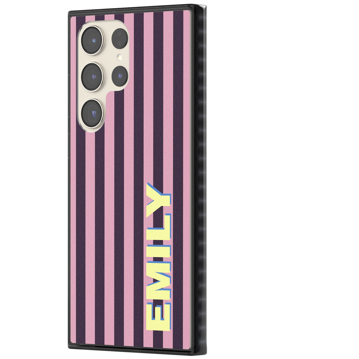 Personalised Lebanese Stripe Samsung S22 Ultra / Samsung S23 Ultra / Samsung S24 Ultra Impact Black Phone Case side