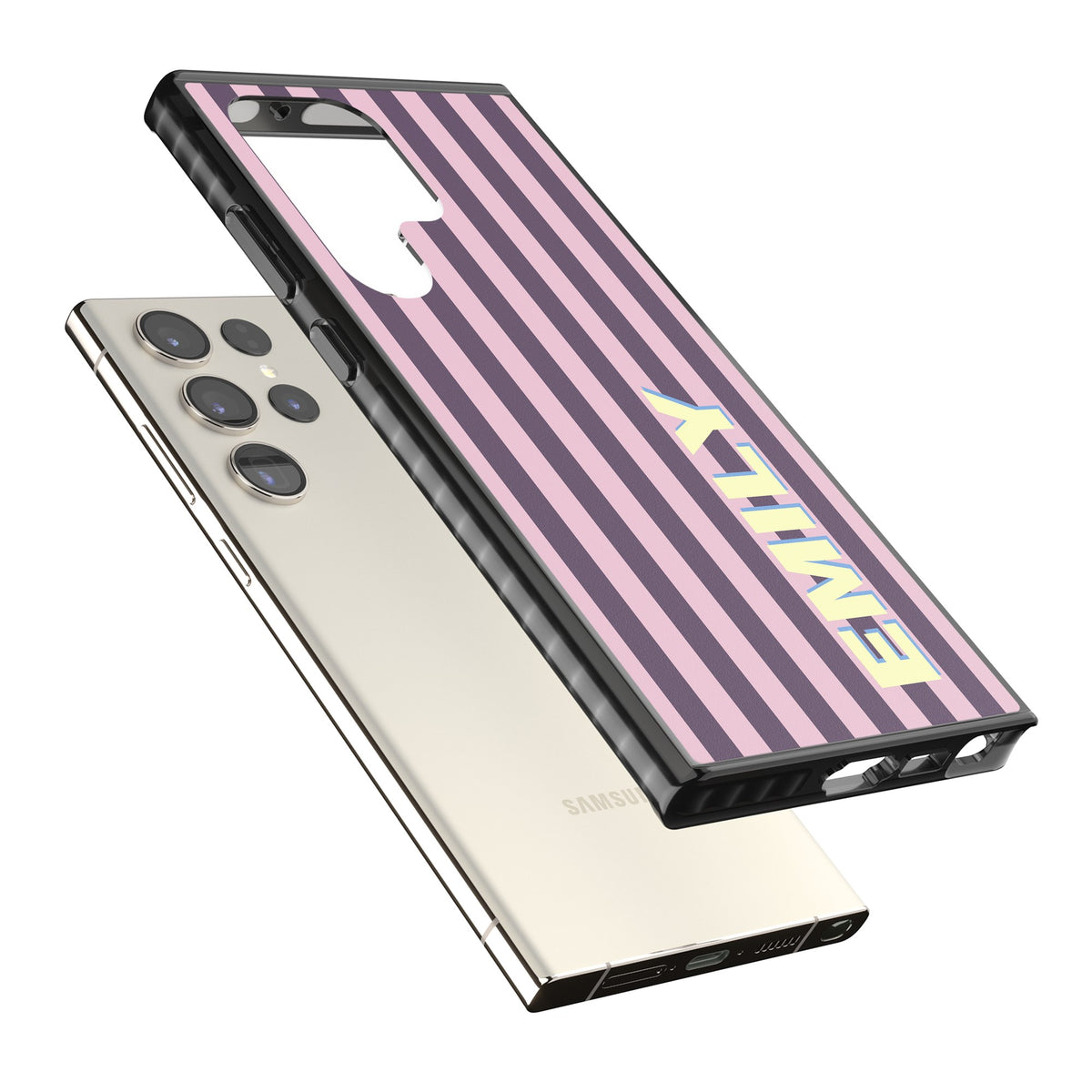 Personalised Lebanese Stripe Samsung S22 Ultra / Samsung S23 Ultra / Samsung S24 Ultra Impact Black Phone Case angled