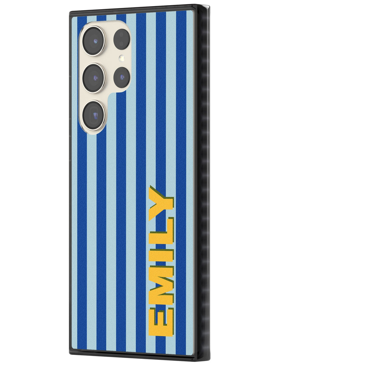 Personalised Athenian Stripe Samsung S22 Ultra / Samsung S23 Ultra / Samsung S24 Ultra Impact Black Phone Case side