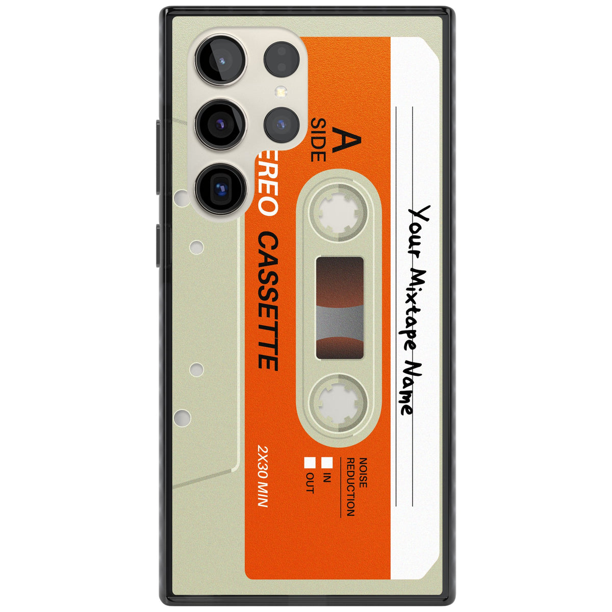 Personalised Retro Cassette Classic Samsung S22 Ultra / Samsung S23 Ultra / Samsung S24 Ultra Impact Black Phone Case front